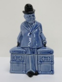 MCM decanter set, man carrying suitcases, six shot glasses inside, My Bootlegger