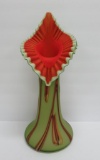 Gorgeous Art glass Trumpet Vase, 17 1/2