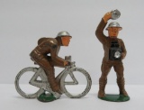 Manoil Lead Toy Soldier on Bicycle and Photographer