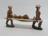 Manoil WWI Lead Toy Soldiers with wounded soldier on stretcher, 3 1/4