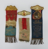 1891, 1894 and 1905 GAR encampment ribbons, two Illinois