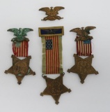 Three Veteran Civil War medals, star, 1861-1866, 3 1/2