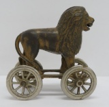 Cast Iron wheeled lion bank, 5