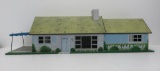 MCM style metal ranch doll house, marked with R, 33
