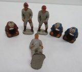 C 1930's Auburn Rubber football and baseball players, six pieces
