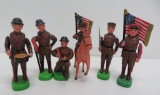 Six celluloid WWI toy soldiers, 5