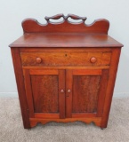 Mixed wood Commode, burl drawer front and doors