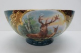 Very Lovely Elk and pine cone center bowl, 13 1/2