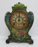 Royal Bonn porcelain mantle clock, 11 1/2