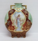 Art Nouveau style portrait vase, 9 1/2