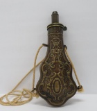 Civil War Era powder flask, bronze, JW Hawksley Sheffield, 8