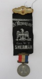 Civil War Memoriam ribbon and GAR pin, Gen WT Sherman
