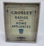 White neon Crosley Radio and Home Appliances light, working
