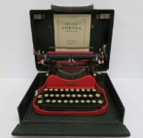 Red Corona Special folding typewriter with case