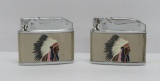 Two Robie Native American Themed lighters with box, LaCrosse, Wisconsin, 2