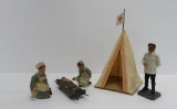 Composition military medical scene, Red Cross, tent and four figures