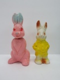 Two chalkware rabbits, bobble head rabbit, 4