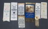 Eight Regimental Reunion ribbons, 105th Regiment Illinois, 1895-1910
