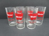 Six Weber beer glasses, 4 3/4