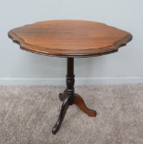 Small Walnut Tilt Top Table, candle lamp stand