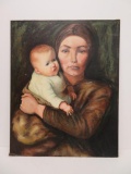 Oil on board, woman and child, 24