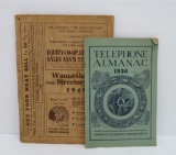 1940 and 1936 Telephone book and almanac, and 1927 map