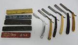 Six vintage straight razors, some with cases