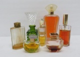 Six vintage perfume bottles with contents