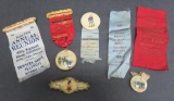 GAR 105th Regiment Reunion ribbons and pinbacks, 7 pieces