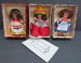 Three bisque Around the World Storybook dolls with boxes,5
