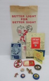 Reddy Kilowatt advertising lot, pins, ephemera and patch