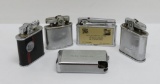 Five vintage lighters, Ronson, Parker, and Blue Ribbon