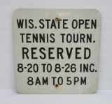 Wisconsin State Open Tennis Tournament, metal sign, 15