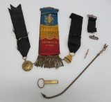Juniata Lodge ribbon #374 and three black ribbons with fobs