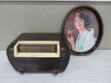 Vintage Motorola radio and retro Coca Cola Tray