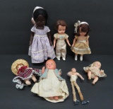 Seven small vintage dolls, 2 1/2
