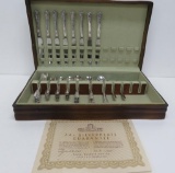 59 piece flatware set by Harmony House AA, Maytime in wood storage case with certificate 1947
