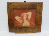 Interesting framed print, woman semi nude with spider web, 15 1/2