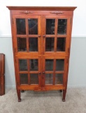 Nice Four Door Country Cupboard, applied carving, 65 1/2