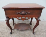 Unusual Walnut Two Way drawered Side Table