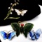 Vintage Butterfly and Flower Pin Lot, Including Sterling Silver and Lalique