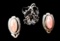 Sterling Silver Clip Earrings with Rose Colored Stone and Sterling Silver Nugget Ring