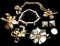 Vintage Costume Jewelry Mixed Lot-Pins, Sweater Set, Bracelet and Earrings