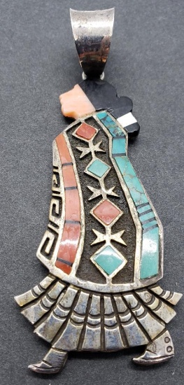 Outstanding Double Sided Navajo Pendant by Richard Begay and S. Tsosie