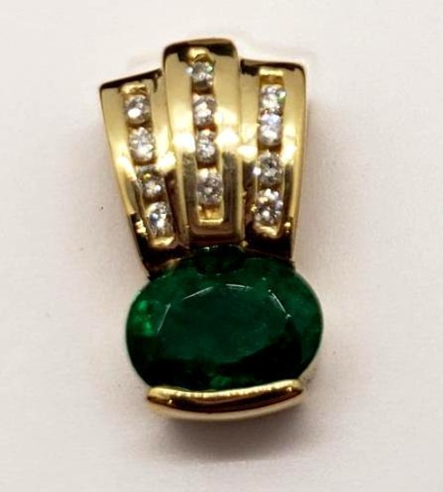Ladies Emerald and Diamond Pendant, Includes Appraisal