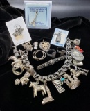 Antique Campfire Girls Rings, and Sterling Silver Charm Bracelets