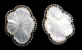 Sterling Silver and Mother of Pearl Clip Earrings