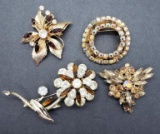 Vintage Jeweled Brooch Grouping