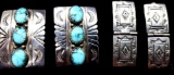 Pair of Sterling Silver Clip Earrings, 1 with Turquoise