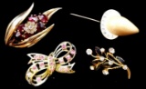 Vintage Costume Jewelry-Brooches, Dress Clip and Stick Pin